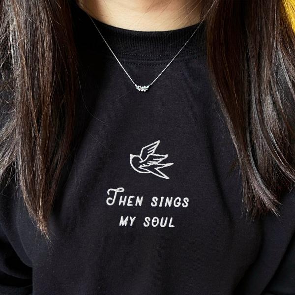 How great thou art  Christian sweatshirt embroidered  then sings my soul  Jesus crewneck - Image 3