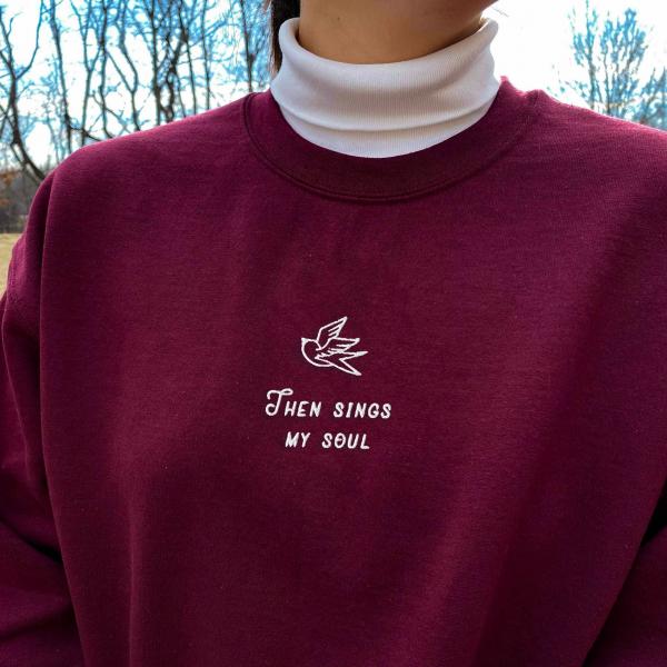 How great thou art  Christian sweatshirt embroidered  then sings my soul  Jesus crewneck - Image 4