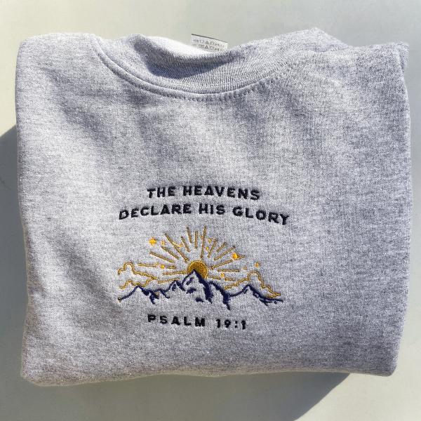 The Heavens | Christian sweatshirt embroidered  Psalm crewneck - Image 4