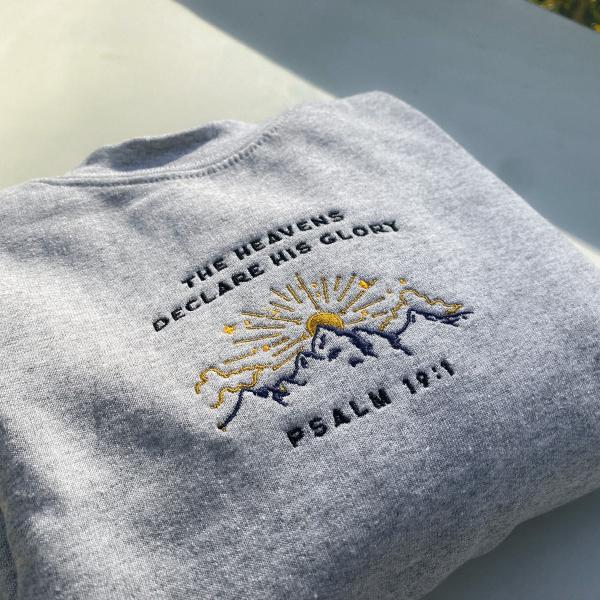 The Heavens | Christian sweatshirt embroidered  Psalm crewneck - Image 5