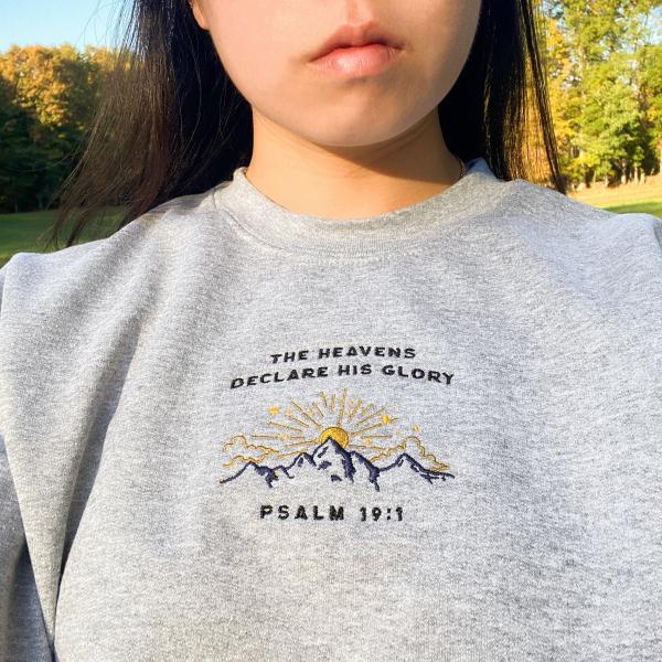 The Heavens | Christian sweatshirt embroidered  Psalm crewneck - Image 3