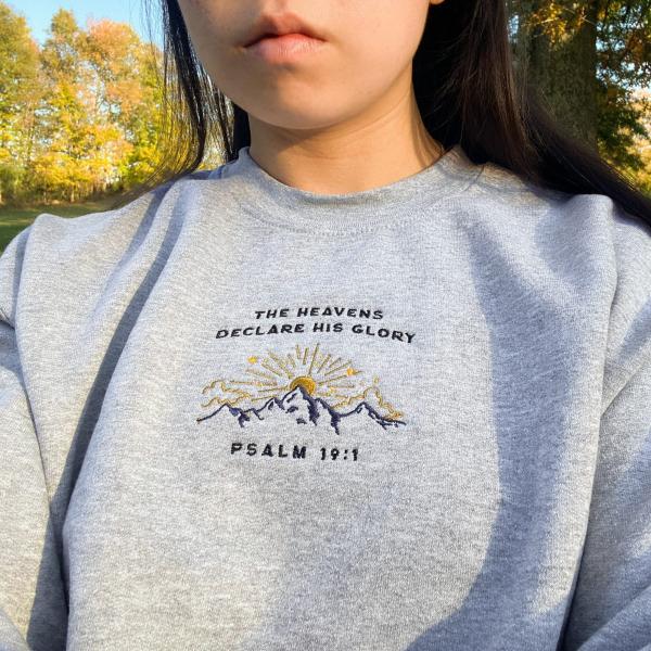 The Heavens | Christian sweatshirt embroidered  Psalm crewneck - Image 6