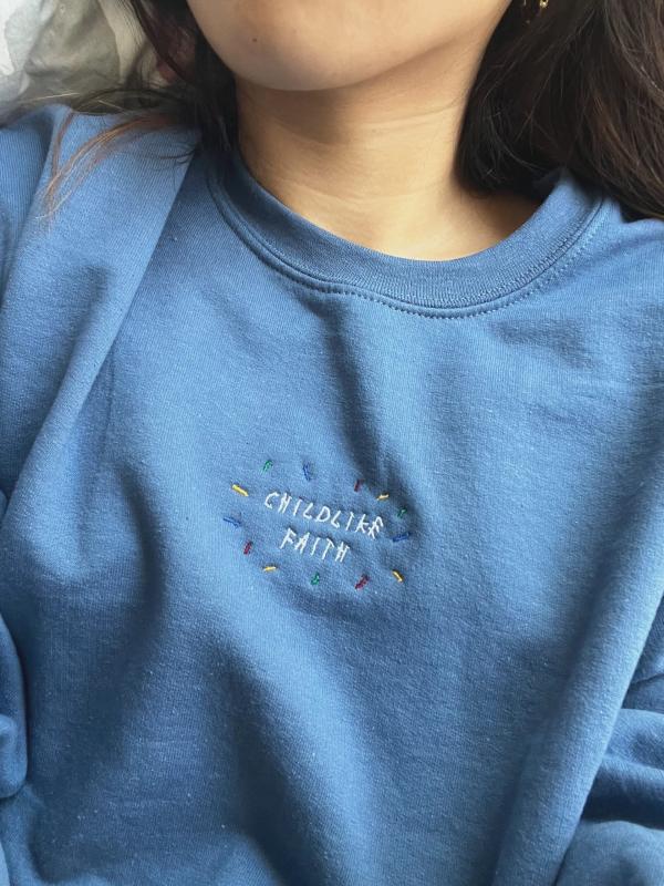 Childlike Faith Embroidered Confetti Crewneck Sweatshirt  Christian Sweatshirt  Bible Sweatshirt  Aesthetic Sweatshirt  Christian Apparel - Image 9