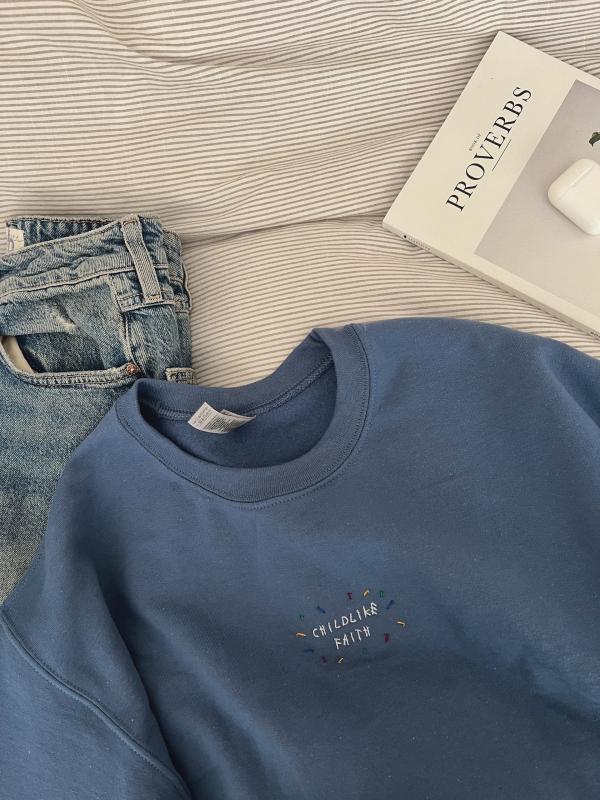 Childlike Faith Embroidered Confetti Crewneck Sweatshirt  Christian Sweatshirt  Bible Sweatshirt  Aesthetic Sweatshirt  Christian Apparel - Image 2