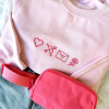 Embroidered Cute Valentine's Icons Gemma Crewneck Sweatshirt | Valentine's Sweatshirt | Valentine's Gift | Gift for Her | Galantine's Day - 5XL, SPORT GREY