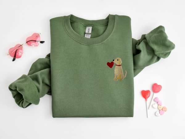 Dog Love Embroidered Sweatshirt  Valentine's Day Dog Embroidered Shirt  Valentine's Day Sweatshirt  My Dog Is My Valentine Embroidered Shirt - Image 5