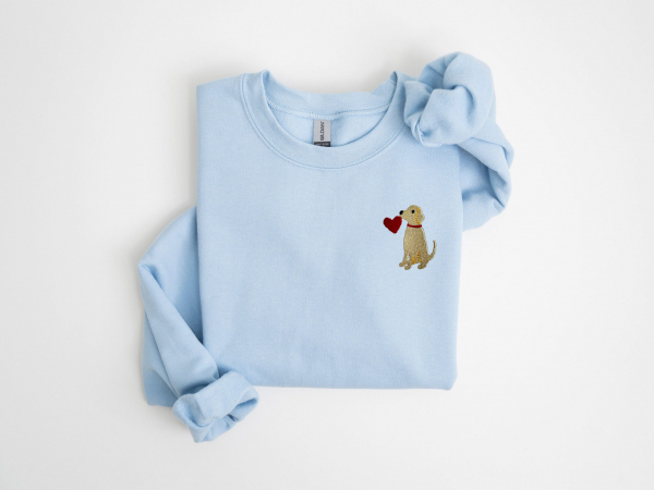 Dog Love Embroidered Sweatshirt  Valentine's Day Dog Embroidered Shirt  Valentine's Day Sweatshirt  My Dog Is My Valentine Embroidered Shirt - Image 3