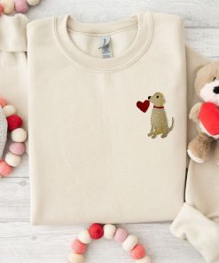 Dog Love Embroidered Sweatshirt  Valentine's Day Dog Embroidered Shirt  Valentine's Day Sweatshirt  My Dog Is My Valentine Embroidered Shirt