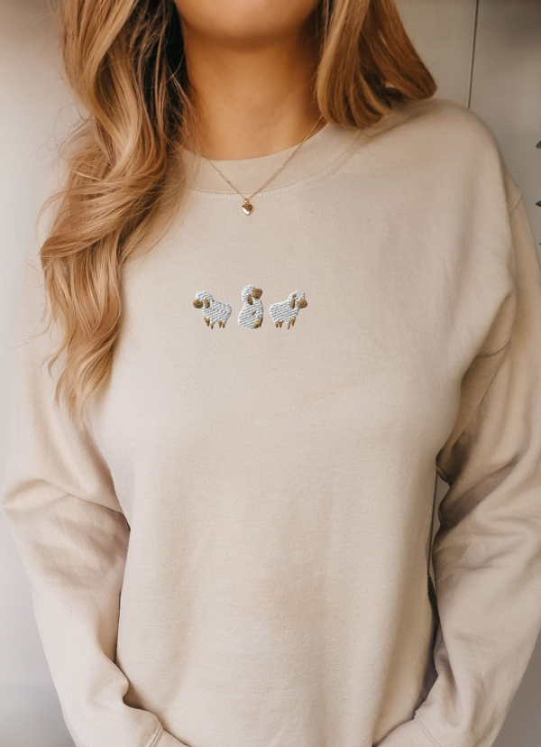 Lost Sheep Embroidered Sweatshirt  Jesus Leaves the 99  The Lord is My Shepherd Crewneck  Psalm 23  Christian Apparel - Image 3