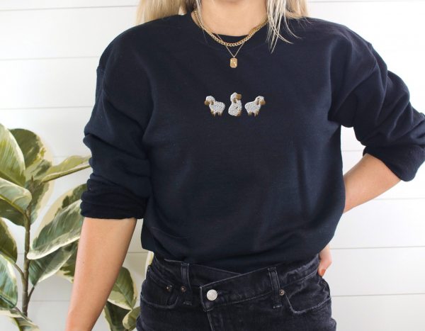 Lost Sheep Embroidered Sweatshirt  Jesus Leaves the 99  The Lord is My Shepherd Crewneck  Psalm 23  Christian Apparel - Image 6