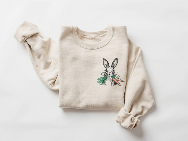 Embroidered Easter Day Sweatshirt  Embroidered Rabbit Sweatshirt  Embroidered Easter Bunny Shirt  Easter Shirt  Cute Bunny Sweatshirt