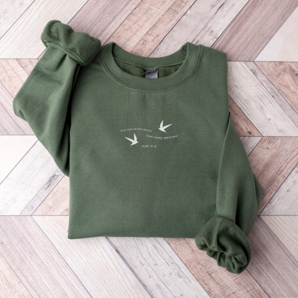 christian embroidered sweatshirt  embroidered bible verse shirt  Christian embroidered crewneck sweatshirt  christian embroidery - Image 2