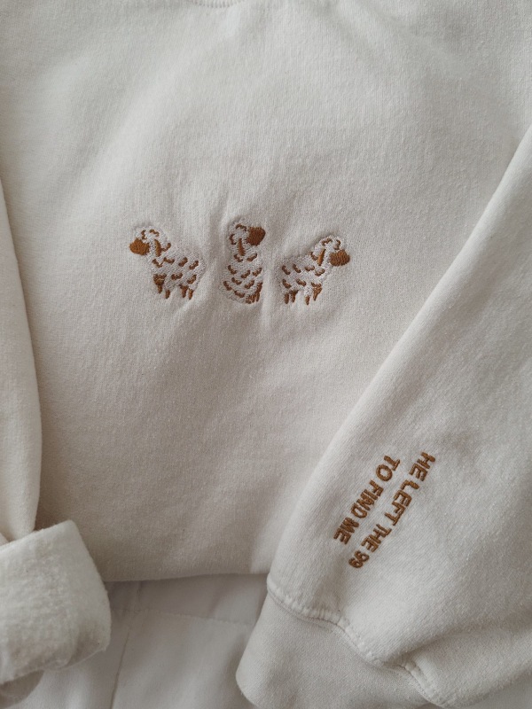 Lost Sheep Embroidered Sweatshirt  Jesus Leaves the 99  The Lord is My Shepherd Crewneck  Psalm 23  Christian Apparel - Image 2