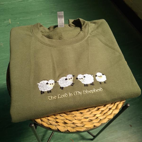 The Lord Is My Shepherd Sweatshirt  Embroidered Christian Sweatshirt  Christian Gift for Christmas  Religious Jumper  Christmas Hoodie - Image 3