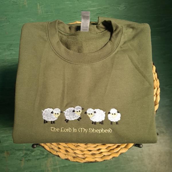 The Lord Is My Shepherd Sweatshirt  Embroidered Christian Sweatshirt  Christian Gift for Christmas  Religious Jumper  Christmas Hoodie