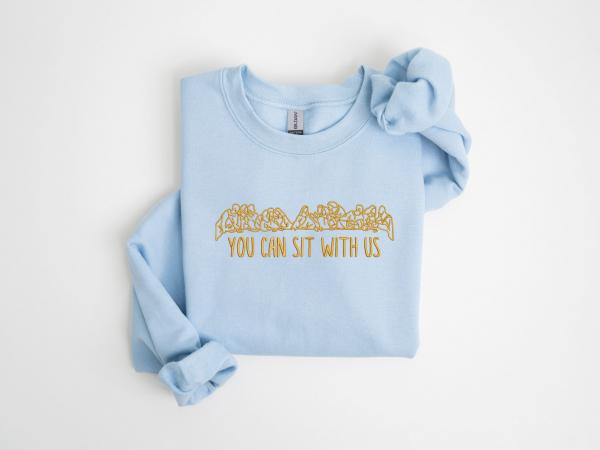 You Can Sit With Us Embroidered Shirt  You Can Sit With Us Shirt  Religious Embroidered Shirt  Christian Embroidery Shirt  Bible Verse Shirt - Image 2