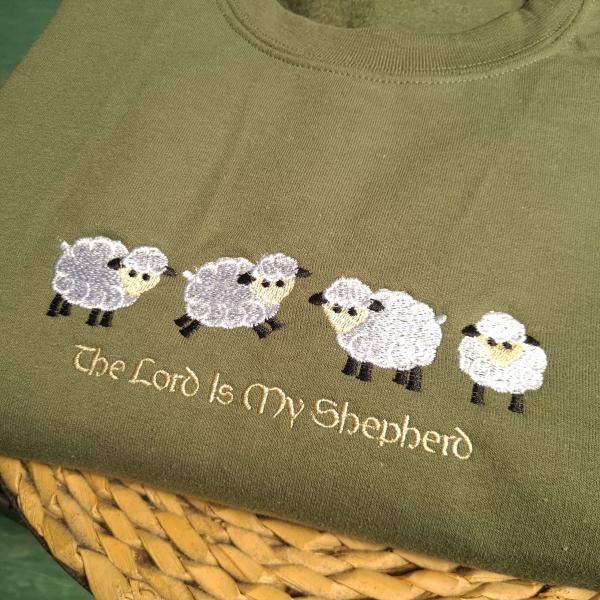 The Lord Is My Shepherd Sweatshirt  Embroidered Christian Sweatshirt  Christian Gift for Christmas  Religious Jumper  Christmas Hoodie - Image 2