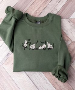 Embroidered Ghost Cat Sweatshirt  Embroidered Halloween Shirt  Halloween Ghost Cat Sweatshirt  Funny Halloween Shirt  Halloween Sweatshirt
