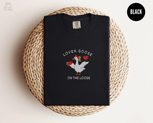 Silly Goose Embroidered Valentine Shirt  Funny Goose Lover Gift For Best Friend  Valentines Day Comfort Colors Love TShirt  XoXo Meme Tee - Image 6