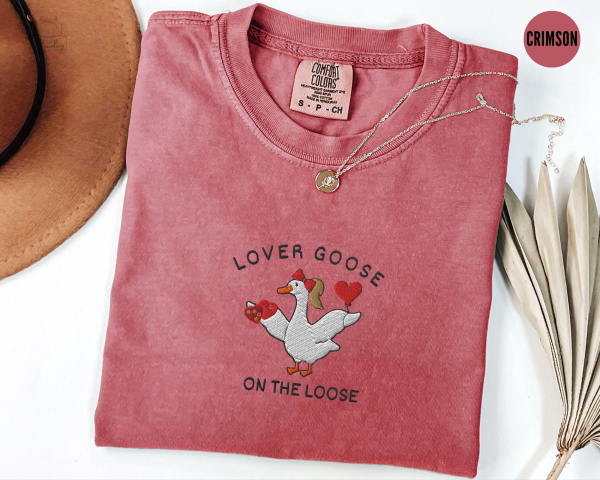 Silly Goose Embroidered Valentine Shirt  Funny Goose Lover Gift For Best Friend  Valentines Day Comfort Colors Love TShirt  XoXo Meme Tee - Image 3