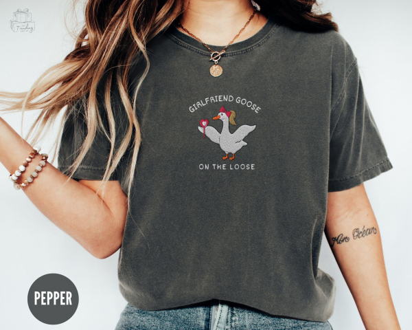 Silly Goose Embroidered Valentine Shirt  Funny Goose Lover Gift For Best Friend  Valentines Day Comfort Colors Love TShirt  XoXo Meme Tee - Image 4