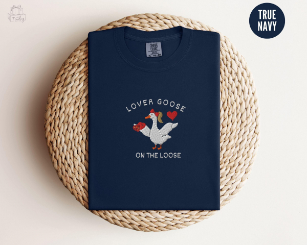 Silly Goose Embroidered Valentine Shirt  Funny Goose Lover Gift For Best Friend  Valentines Day Comfort Colors Love TShirt  XoXo Meme Tee - Image 7