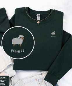 Psalm 23 Bible Verse Sweater | Embroidered Christian Crewneck | The Lord is My Shepherd Sweatshirt | Lost Sheep Shirt | Christianity Gift