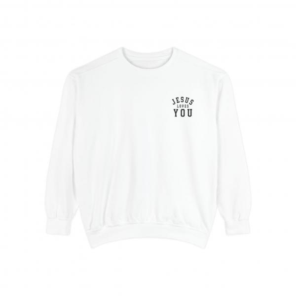 Embroidered Christian Sweatshirt Jesus Loves You Faith Apparel Religious Sweatshirt Gift for Her Sweatshirt Personalized Gift for Believers - Image 2