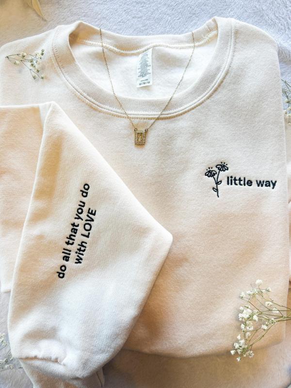 St. Therese of Lisieux Embroidered Sweatshirt  Catholic Saint Sweatshirt  Little Way  Catholic Gift  Faith Based Christian Apparel