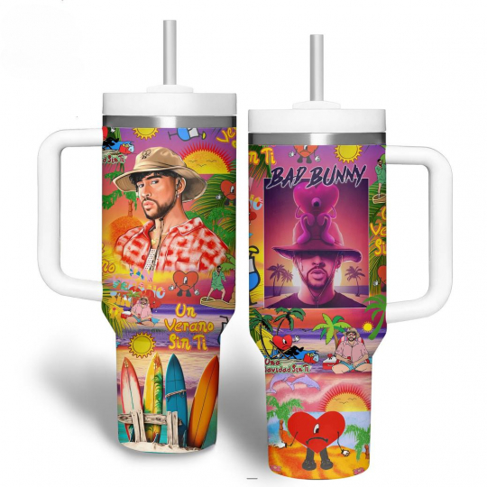 Summer Vibes Bad Bunny 40 oz 30 oz Tumbler With Handle