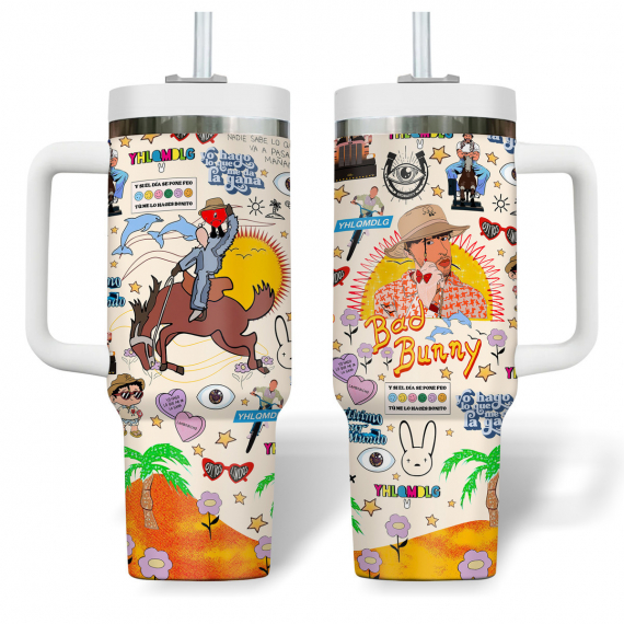Bad Bunny Music 2025 40 oz 30 oz Tumbler With Handle