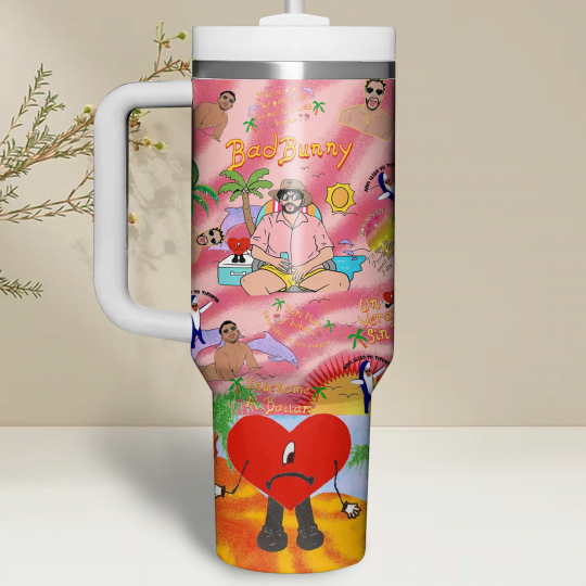 Bad Bunny Music Custom Stanley Cup 40 oz 30 oz Tumbler With Handle - Image 3
