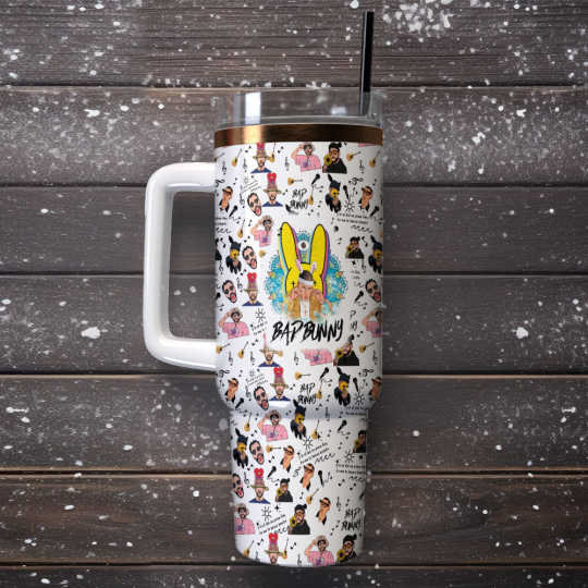 Bad Bunny Music 40 oz 30 oz Tumbler With Handle - Image 3