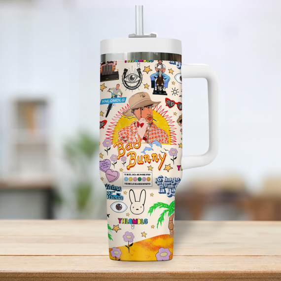 Bad Bunny Music 2025 40 oz 30 oz Tumbler With Handle