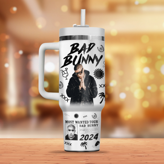 Bad Bunny Music Custom Name 40 oz 30 oz Tumbler With Handle