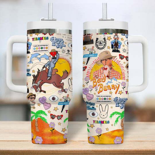 Bad Bunny Music 2025 40 oz 30 oz Tumbler With Handle