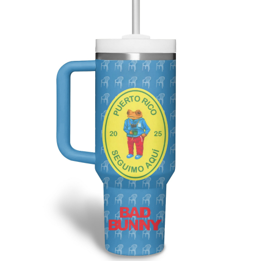 Bad Bunny DTMF 40 oz 30 oz Tumbler With Handle - Image 4