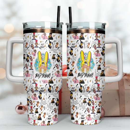 Bad Bunny Music 40 oz 30 oz Tumbler With Handle - Image 2