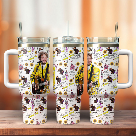 Post Malone Graphic 40 oz 30 oz Tumbler With Handle