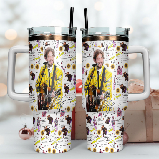 Post Malone Graphic 40 oz 30 oz Tumbler With Handle