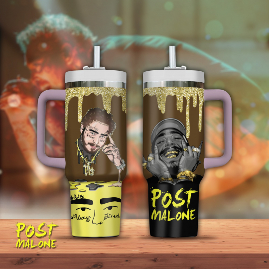 Post Malone Trendy Music 40 oz 30 oz Tumbler With Handle