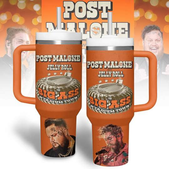 Post Malone Jelly Roll Music 40 oz 30 oz Tumbler With Handle