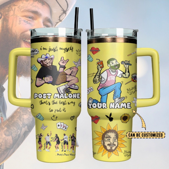 Post Malone Music 40 oz 30 oz Tumbler With Handle