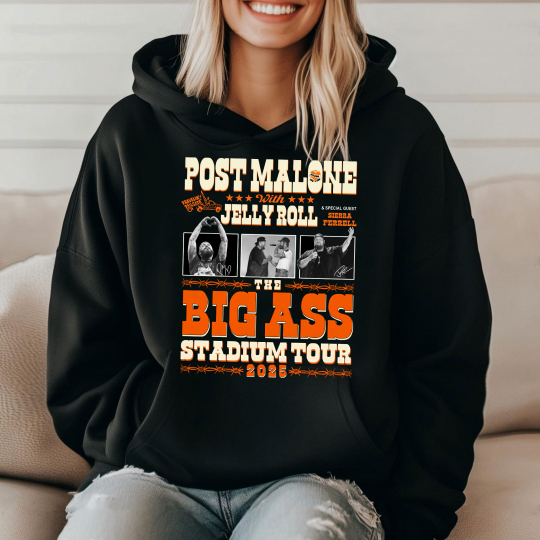 Post Malone x Jelly Roll The Big Ass Stadium Tour 2025 Shirt, Big Ass Stadium Tour, Concert Tour Music - Image 2