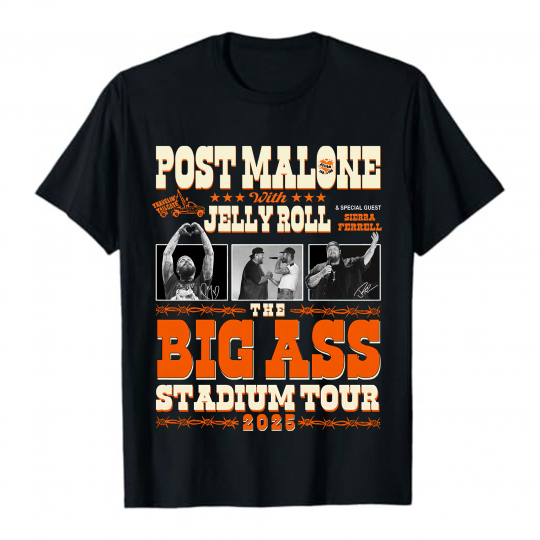 Post Malone x Jelly Roll The Big Ass Stadium Tour 2025 Shirt, Big Ass Stadium Tour, Concert Tour Music