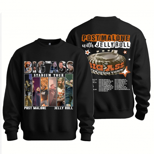 The Big Ass Stadium Concert Tour 2025 Post Malone and Jelly Roll Shirt - Image 2