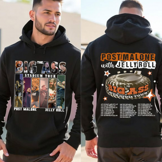 The Big Ass Stadium Concert Tour 2025 Post Malone and Jelly Roll Shirt - Image 4