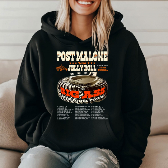 Post Malone And Jelly Roll Tour Concert Shirt, Big Ass Stadium Tour 2025 Shirt, Country Music Fan, Post Malone Merch - Image 2