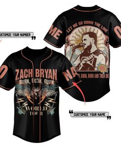 Zach Bryan Burn Burn World Tour Personalized Baseball Jersey