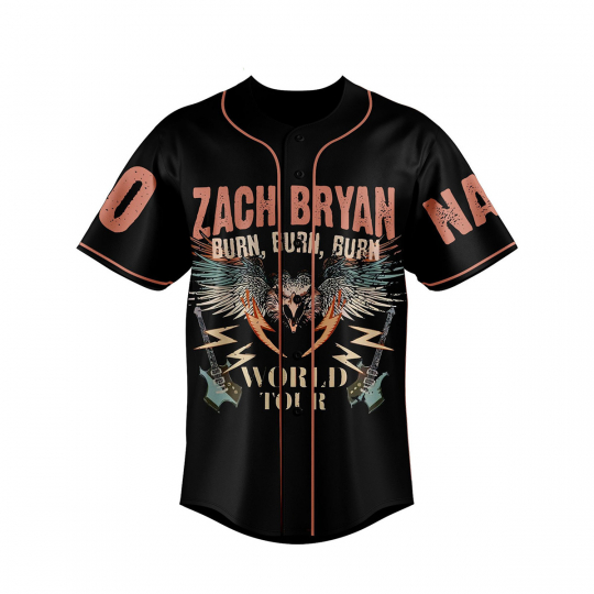 Zach Bryan Burn Burn World Tour Personalized Baseball Jersey - Image 2